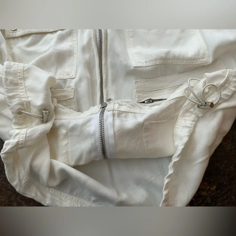 Womens Free People Movement cream utility functional oversized 2 way zip vest XS